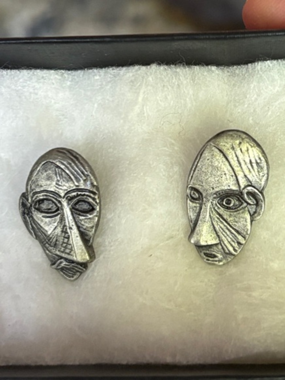 Vintage Silver Metal Picasso Cubist Earrings